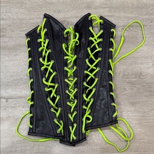 Black Corset with Neon Green Laces